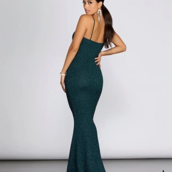 NWT - Windsor - Teal Glittering Evening Gown - Size Medium - Picture 4 of 13
